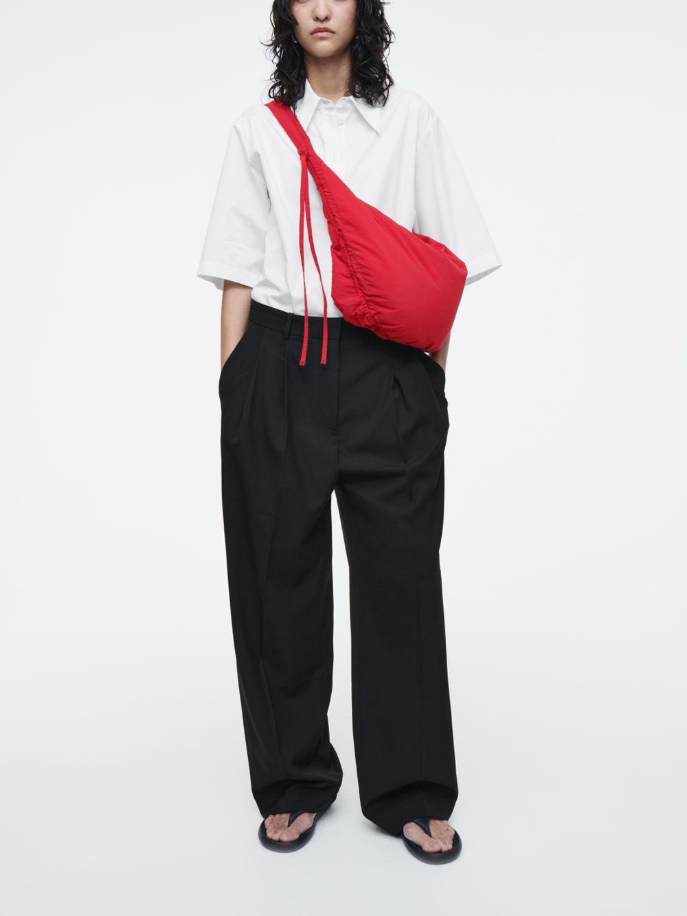 Cos Canopy Mini Crossbody Ruched Bag In Red - Picture 7 of 7